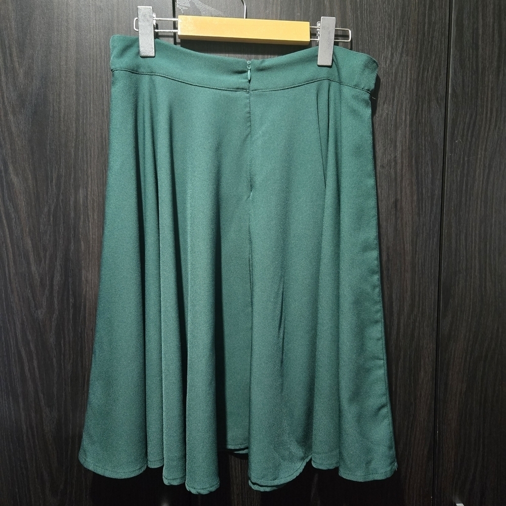 SHEIN Classic Green Midi Skirt Office Casual Zipper Size Large - Picture 5 of 6